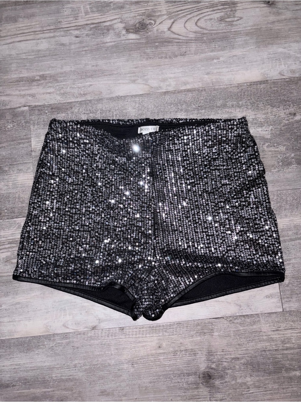 black and silver sequin short shorts